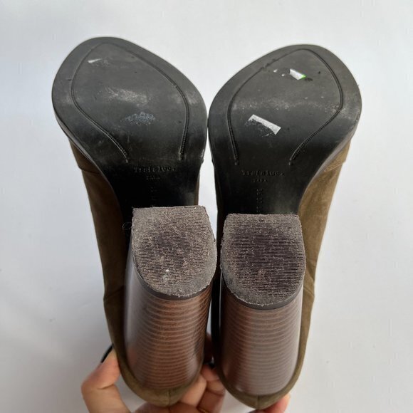 ZARA SUEDE STACK CHUNKY HEELED ANKLE BOOTS BOOTIES - Picture 7 of 11